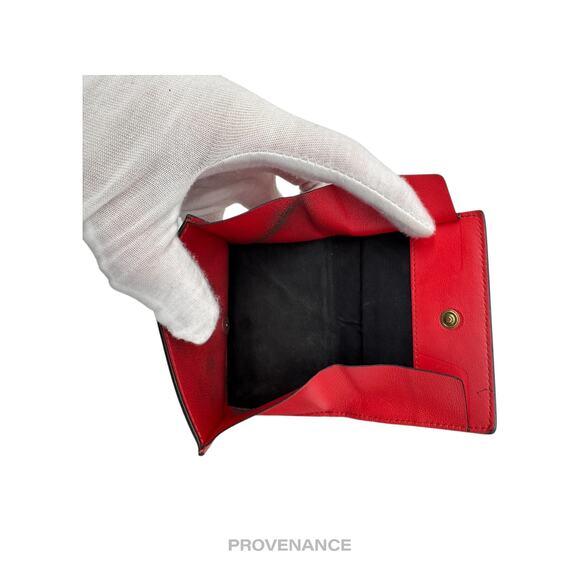 🔴 Givenchy Two Tone Trifold Wallet - Burgundy Red Leather - Picture 8 of 9